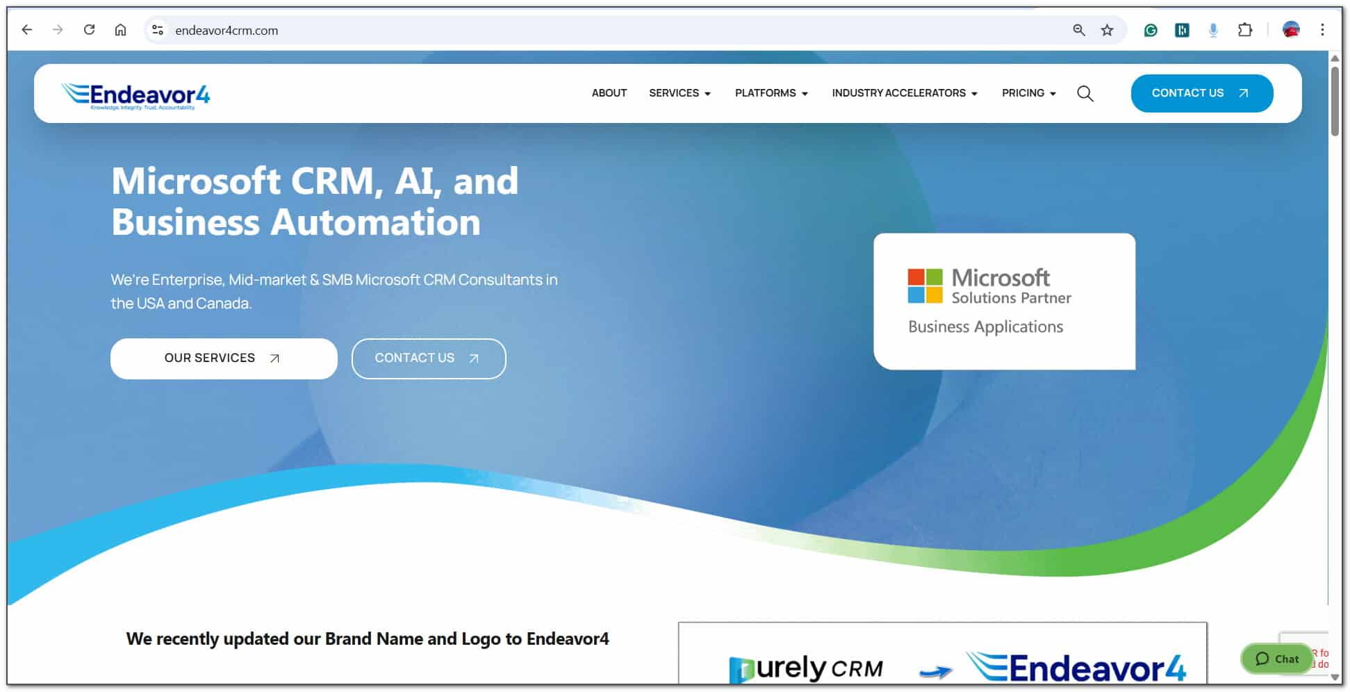 Endeavor4CRM website 2026 power platform